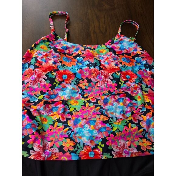 Island Pearls Island World Plus Size Women's Swimsuit Solid Floral Design Three - Picture 8 of 12